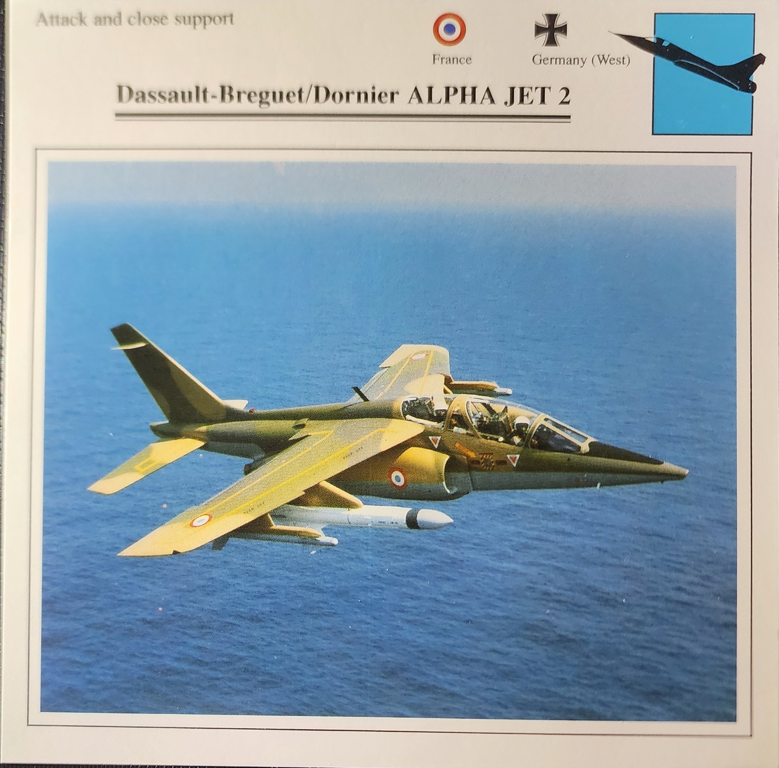 Dassault Dornier Alpha Jet Picture Original Vtg Info Aviation Collector Card