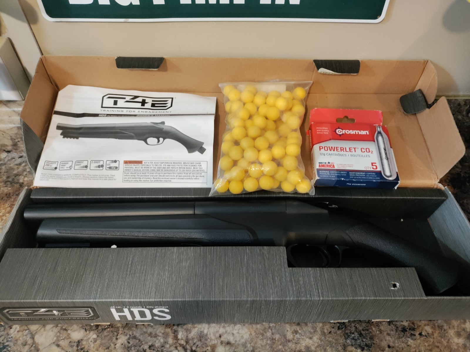 Umarex T4E Double Barrel HDS .68 cal ball Shotgun Gun Marker  Combat Grey EXTRAS