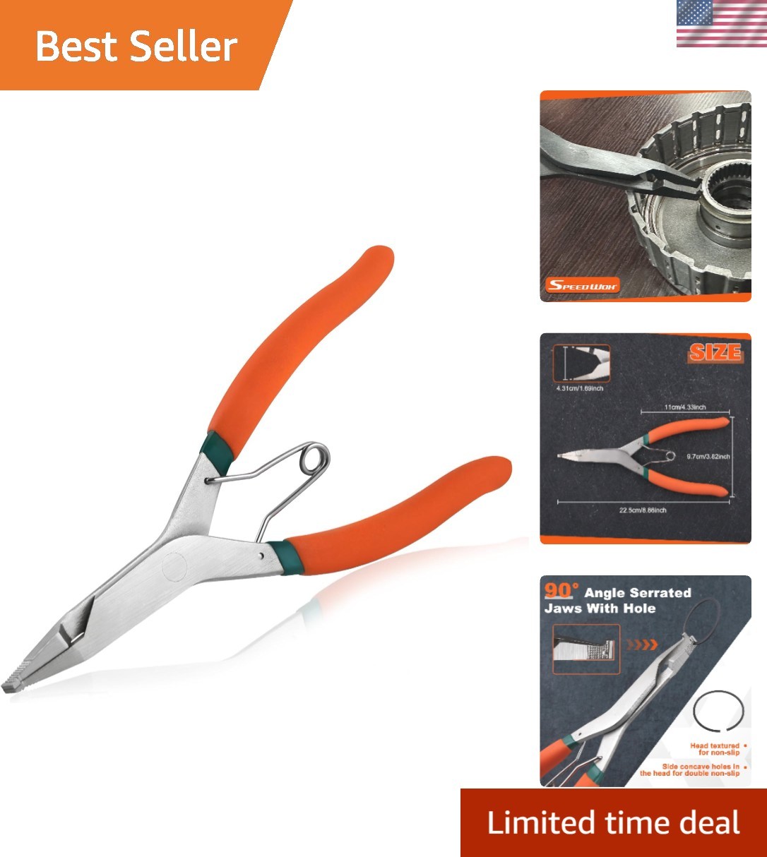 Durable 9 Inch C-Clip Removal Tool with Ergonomic Grip & Anti-Slip Design
