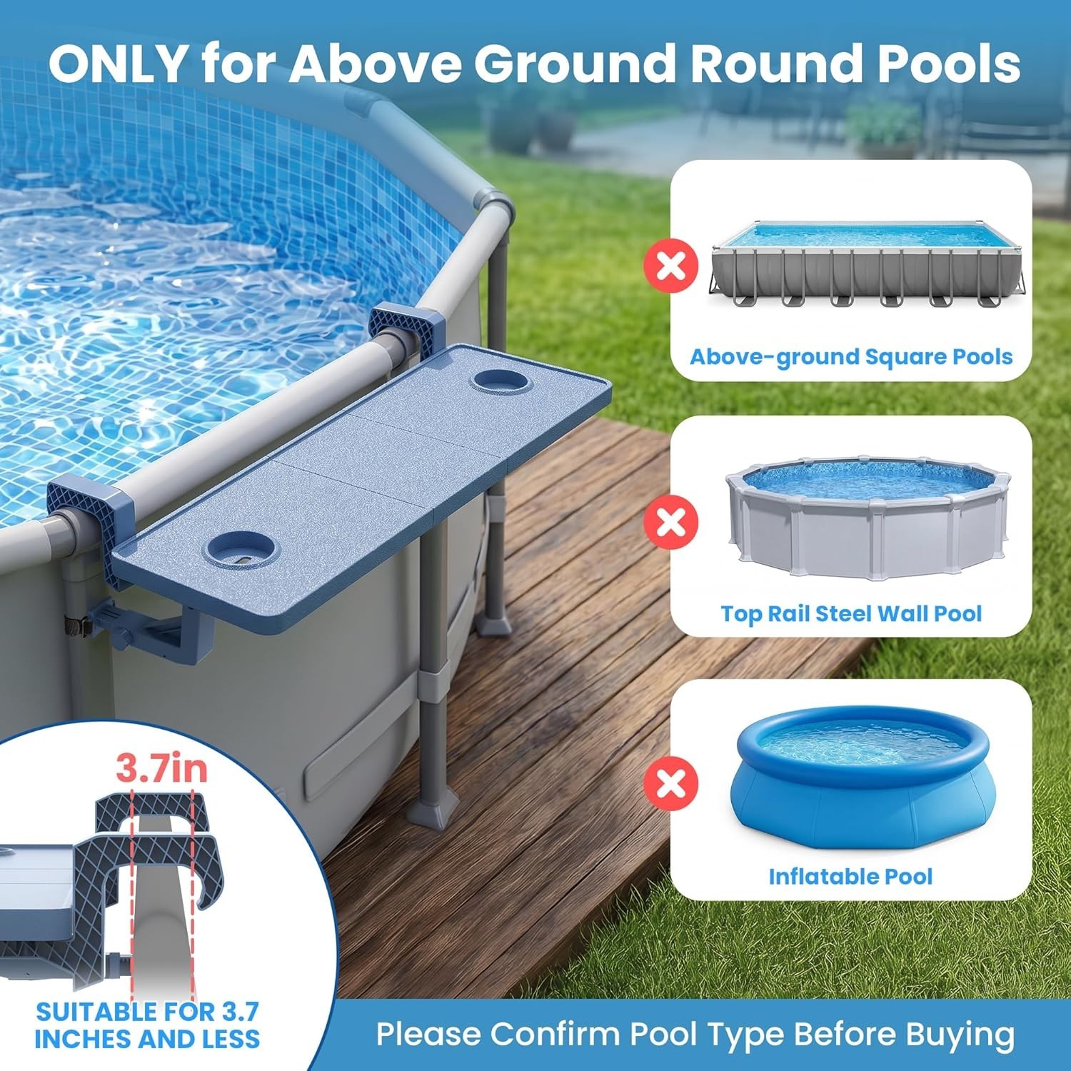 Poolside Bar for above Ground Pool, Outdoor Pool Bar Table for Above-Ground roun