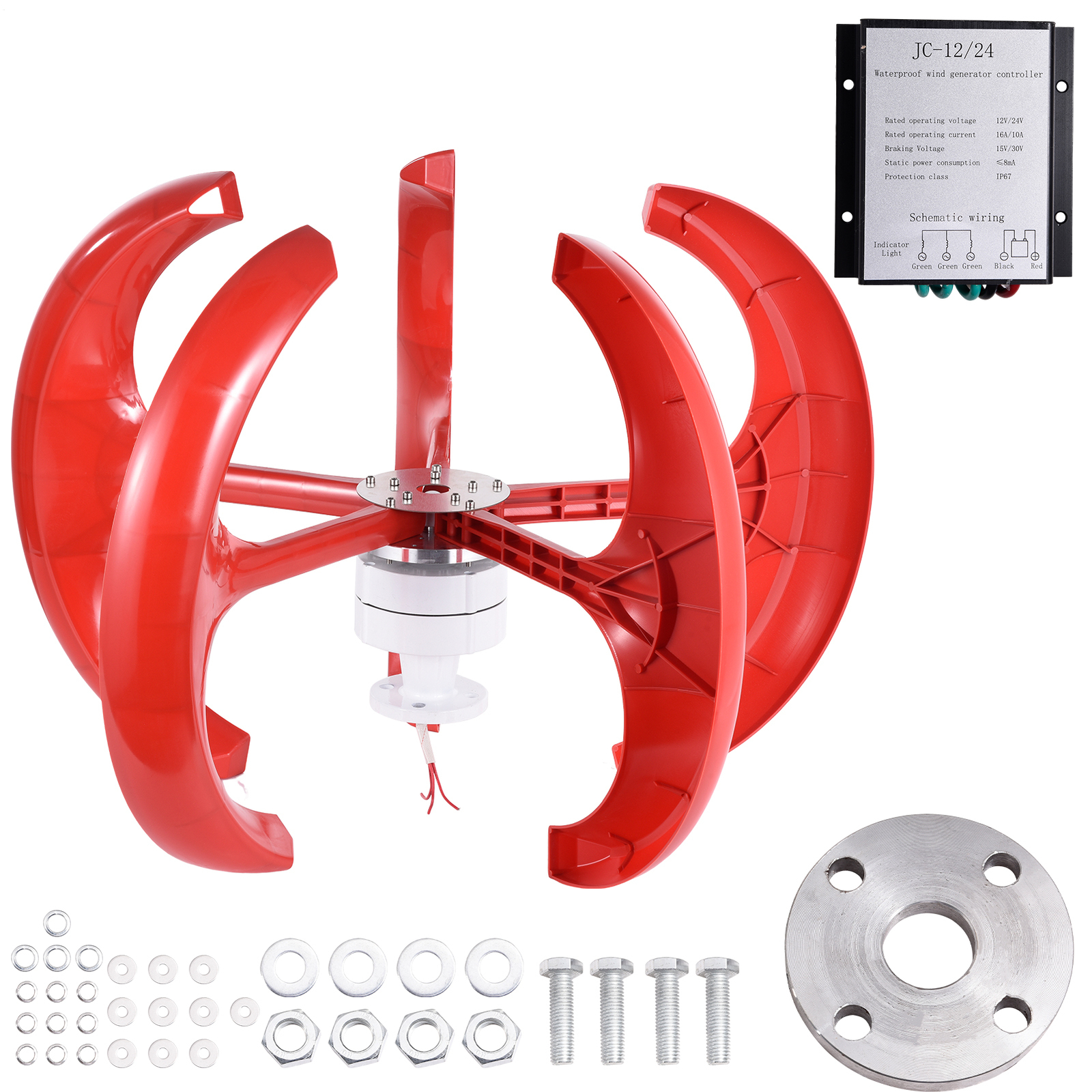 400W Vertical Axis Wind Power Turbine Generator 24V Controller Home Windmill Kit