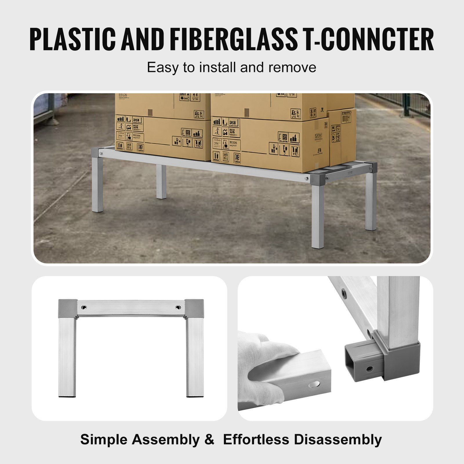 48x20x12in Aluminum Storage System 1000lb Weight Limit Tool Free Setup