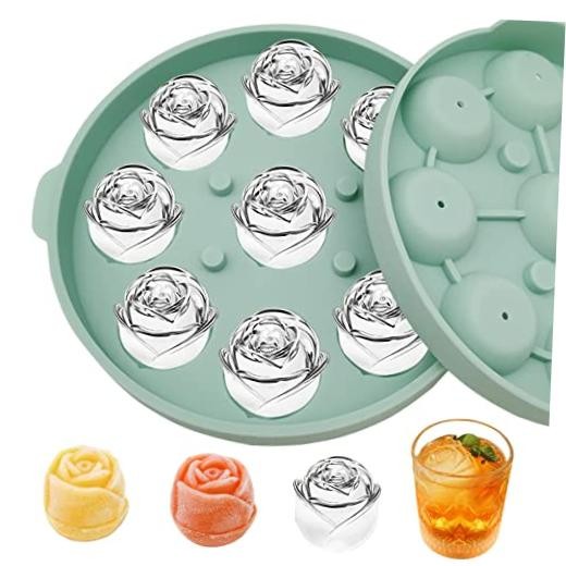 Rose Ice Mold, Silicone Ice Cube Tray Rose Ice Molds for Cocktails Green