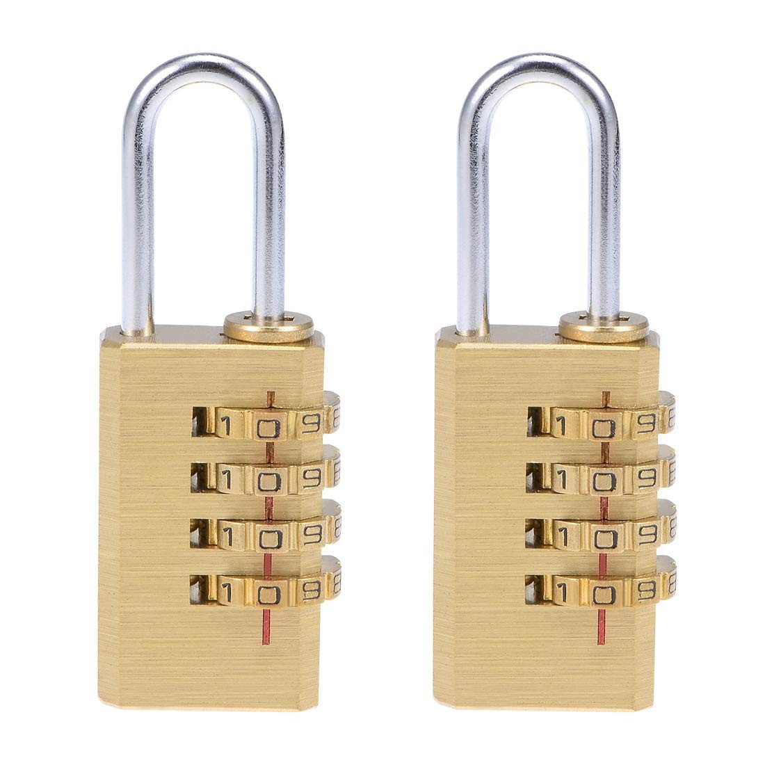 uxcell 4 Digit Combination Padlock, 3mm Shackle 4 Shackle, Gold