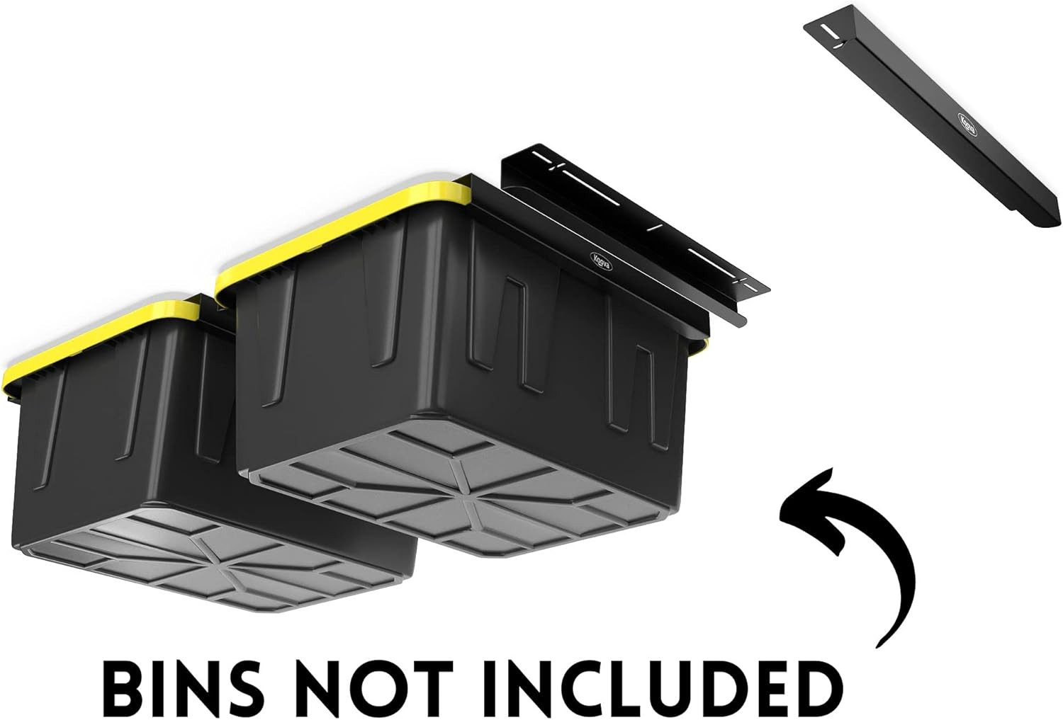 Overhead Bin Rack for Three Bins | Overhead Garage Storage Rack to Mount on Ceil