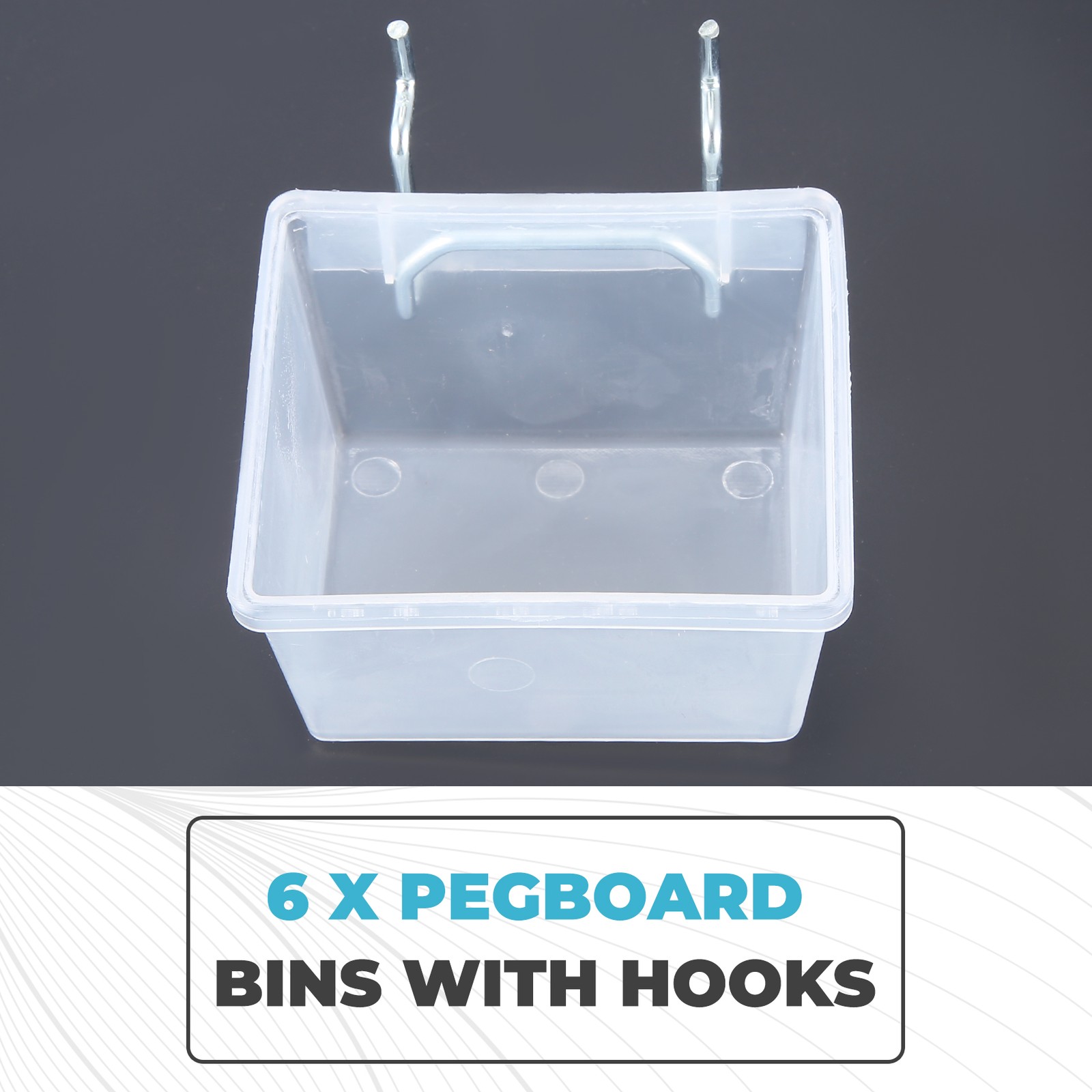 6 Pack Pegboard Clear Bins, Pegboard Bins Hooks, DIY Pegboard Accessories,4475