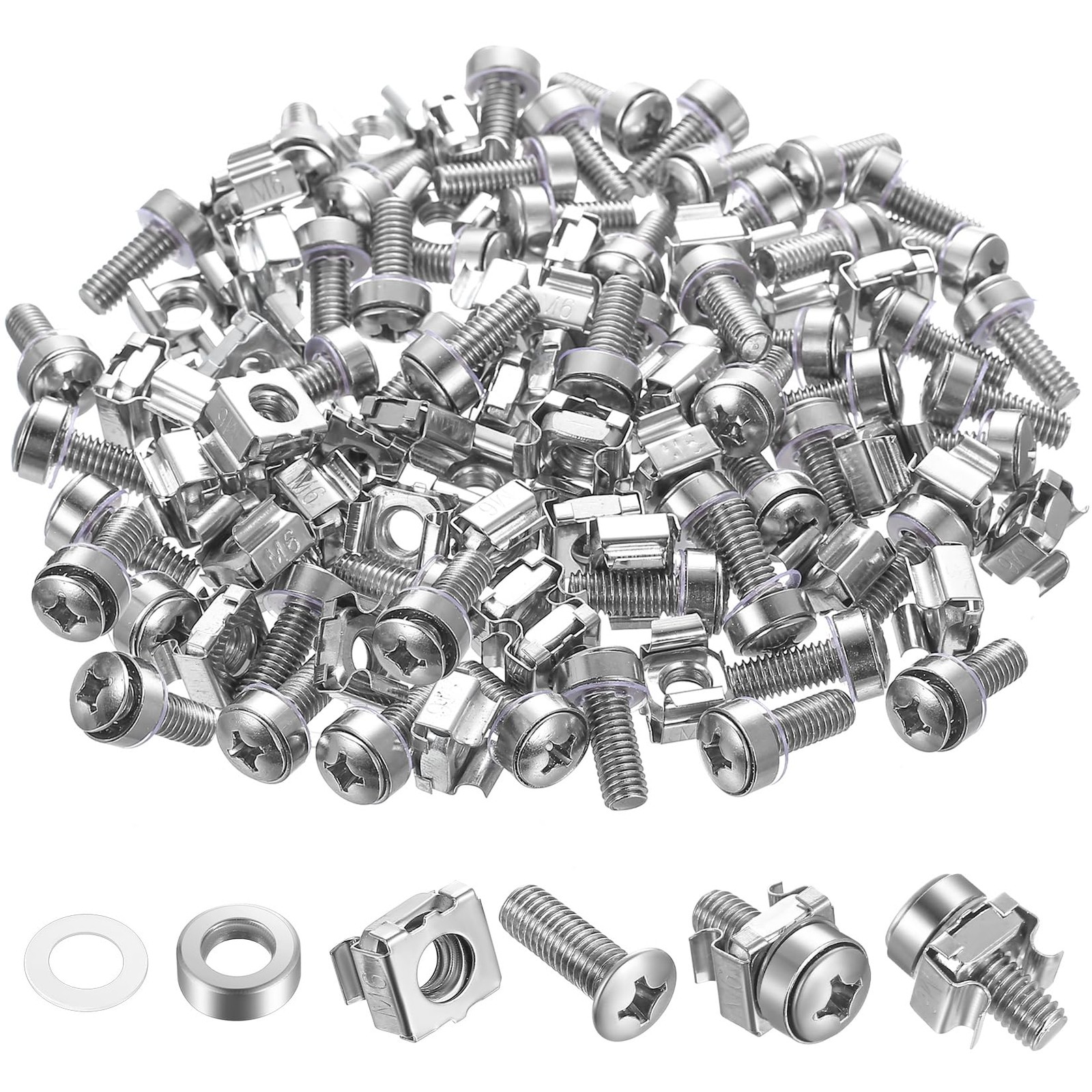 40 Pcs/20 Set Rack Mount Screws and Cage Nuts for Server Rack Cabinet, Silver...
