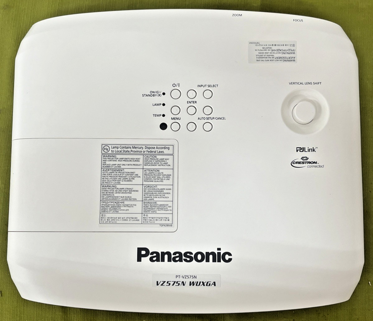 Panasonic PT-VZ575N WUXGA LCD Projector Hours 6030 Lamp Hours 198 w/ Remote