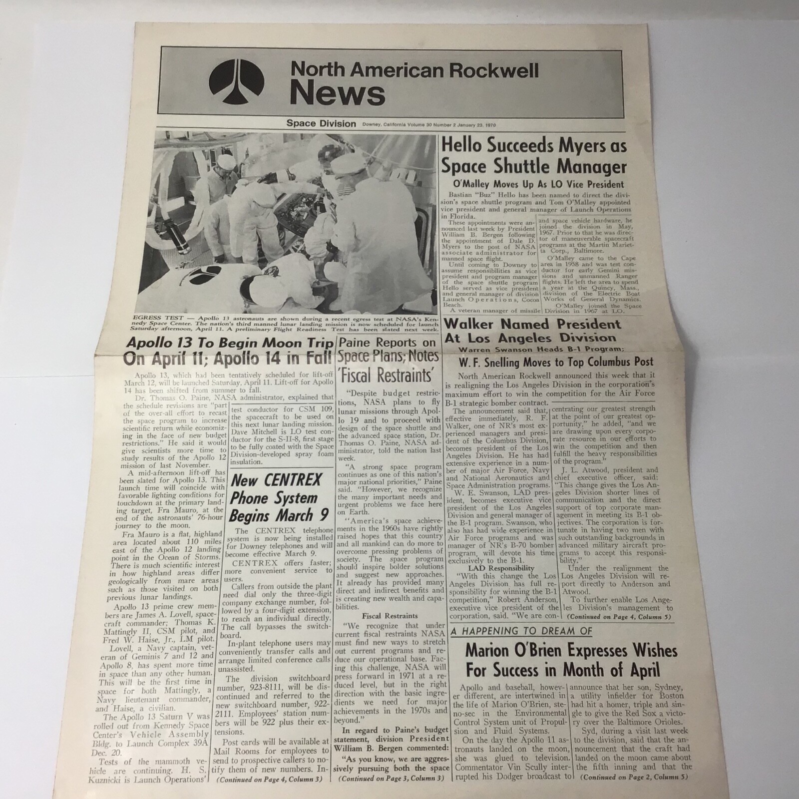 vintage 1970 North American Rockwell News Number 2 Apollo 13