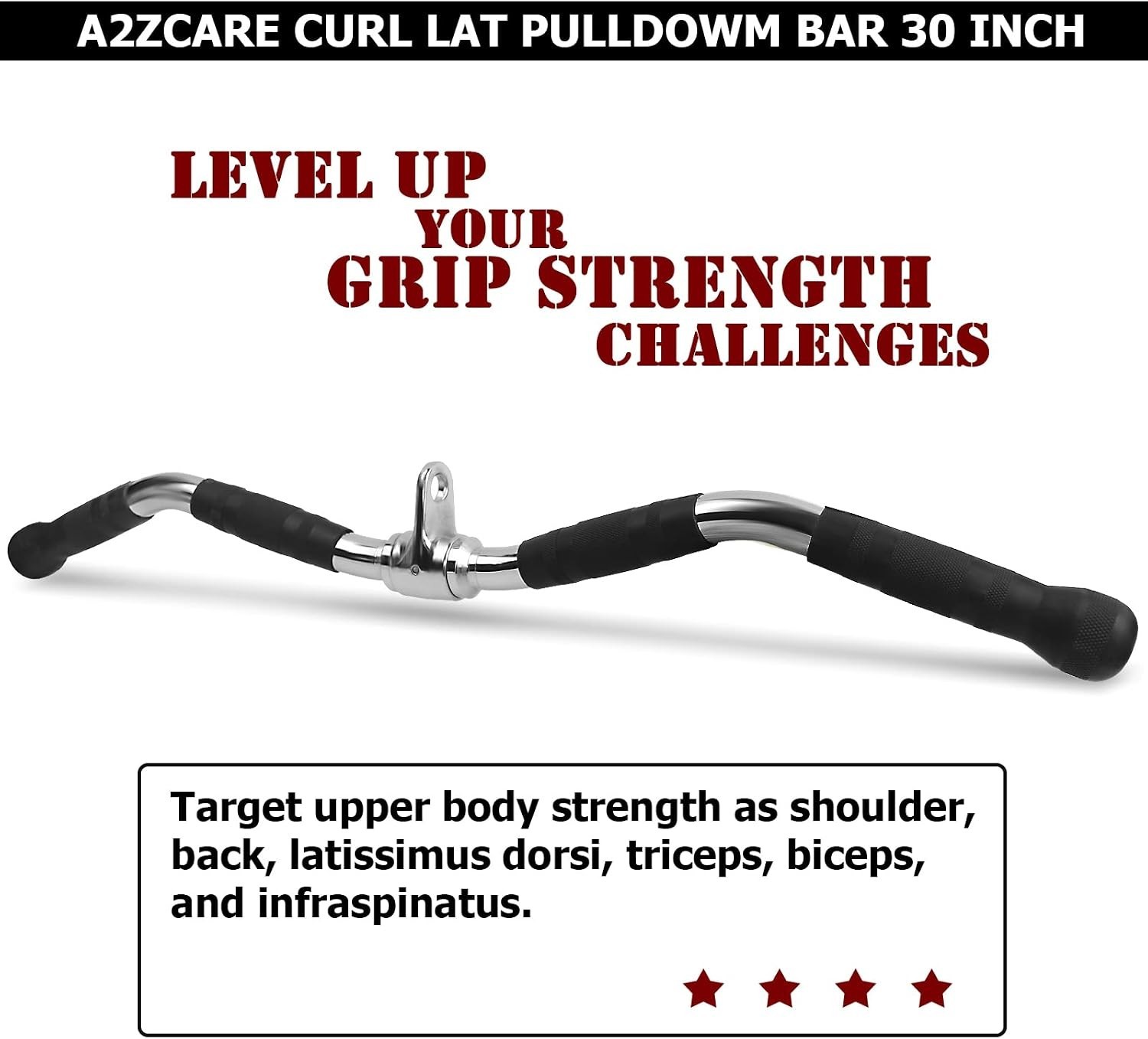 Curl Pulldown Bar with Rubber Handle LAT Pulley Curl Bar for Cable Pulley System