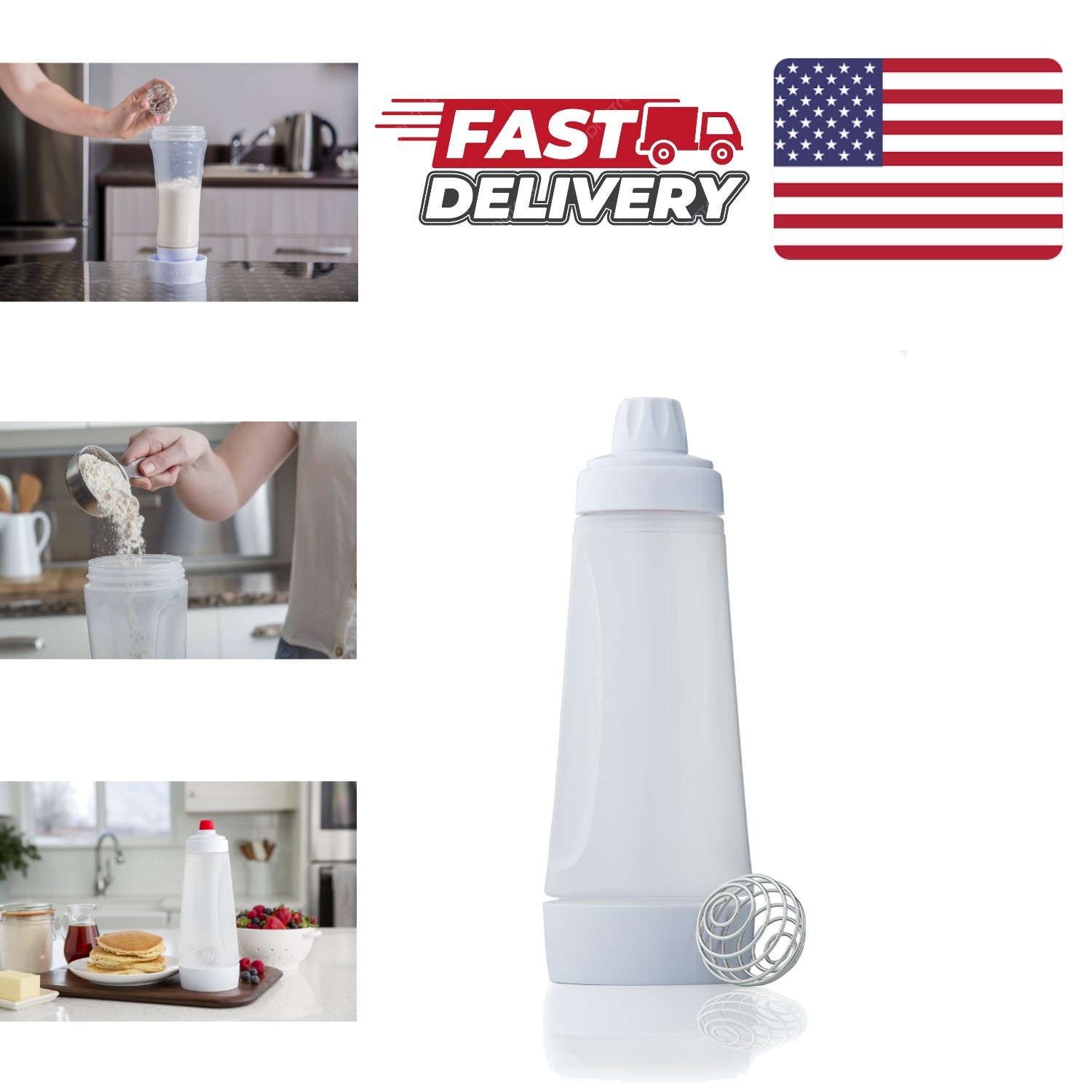 Pancake Batter Mixer with Stable Base and Pressure Release Cap for Easy Use