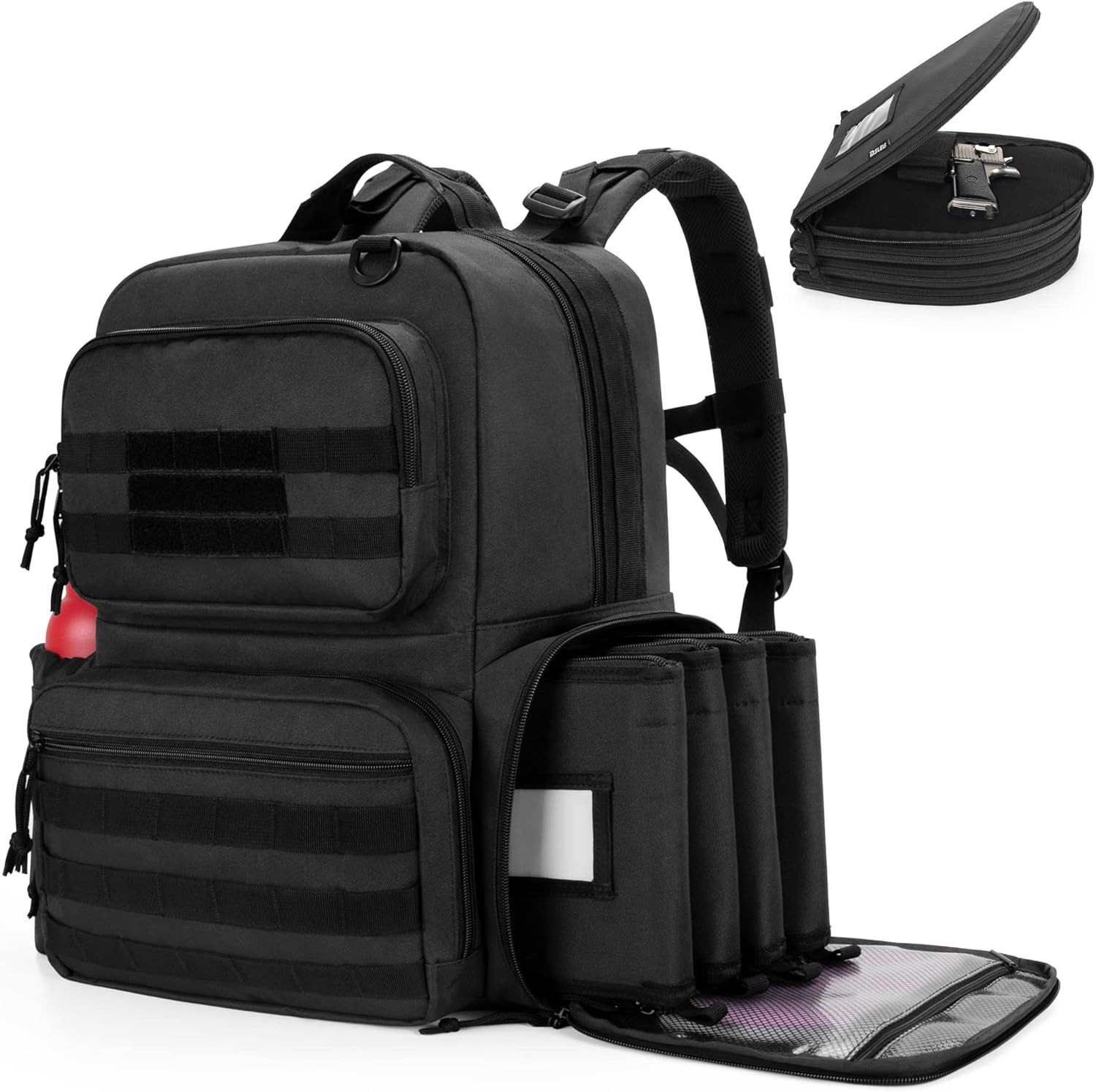 Tactical Pistol Backpack for 4 Pistols, Gun Backpack for Handgun | 4 Removable S