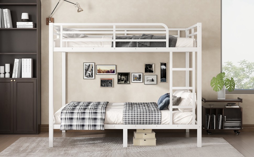 Metal Full over Full Bunk Bed for Teens and Adults Modern Bed Frame for Bedroom