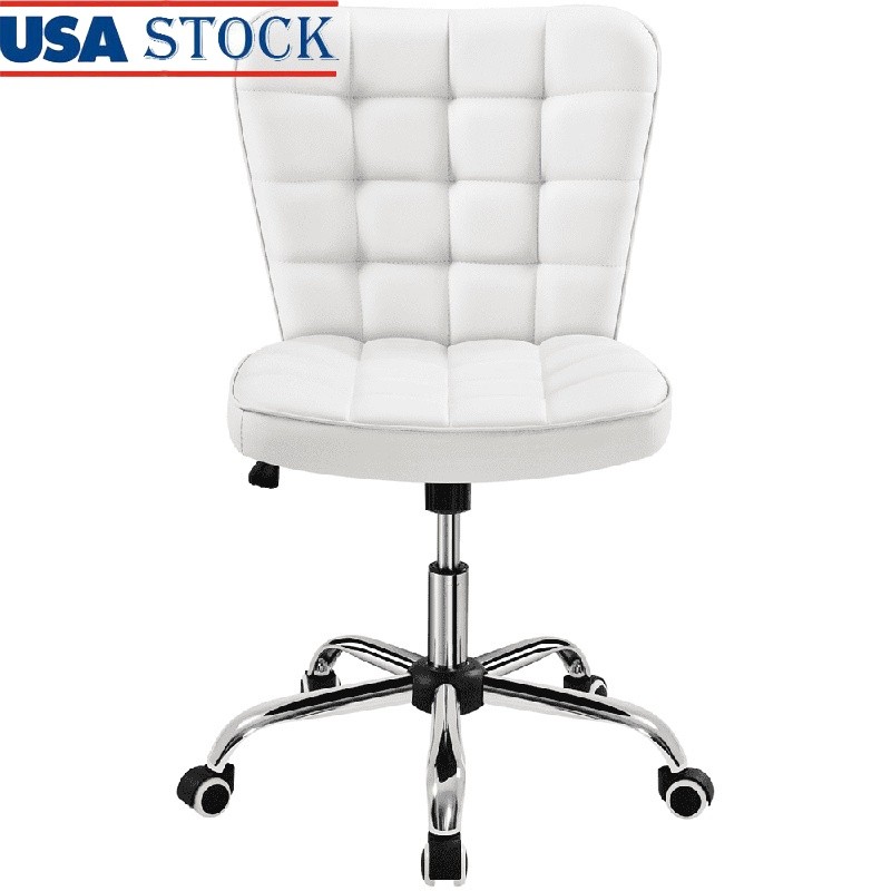 Faux Leather Armless Office Chair 360° Swivel Adjustable Height Task Chair New