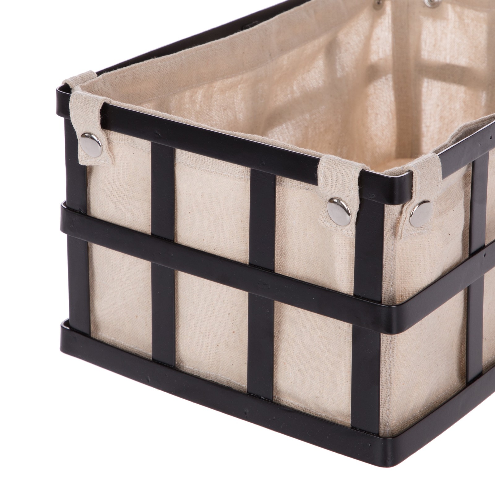 Black Rectangle Metal Storage Basket W/ Removable Liner