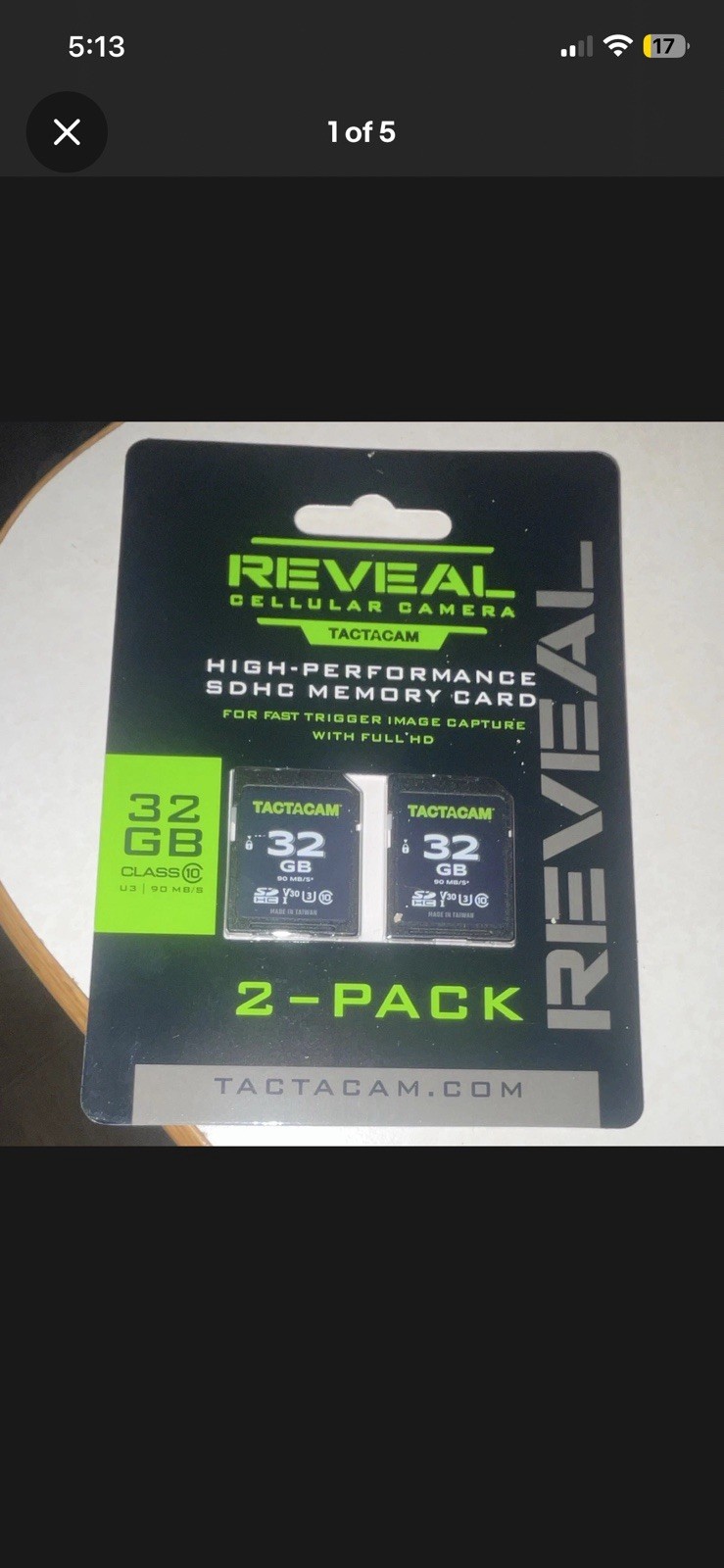 Tactacam Reveal 32GB SDHC UHS-I Class 10 High Speed Memory Card 2-Pack