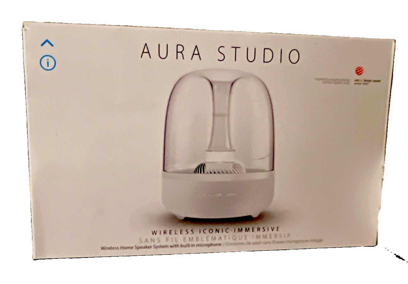 Harman Kardon Aura Studio White Wireless Speaker w/ Bluetooth USB Wired Phone