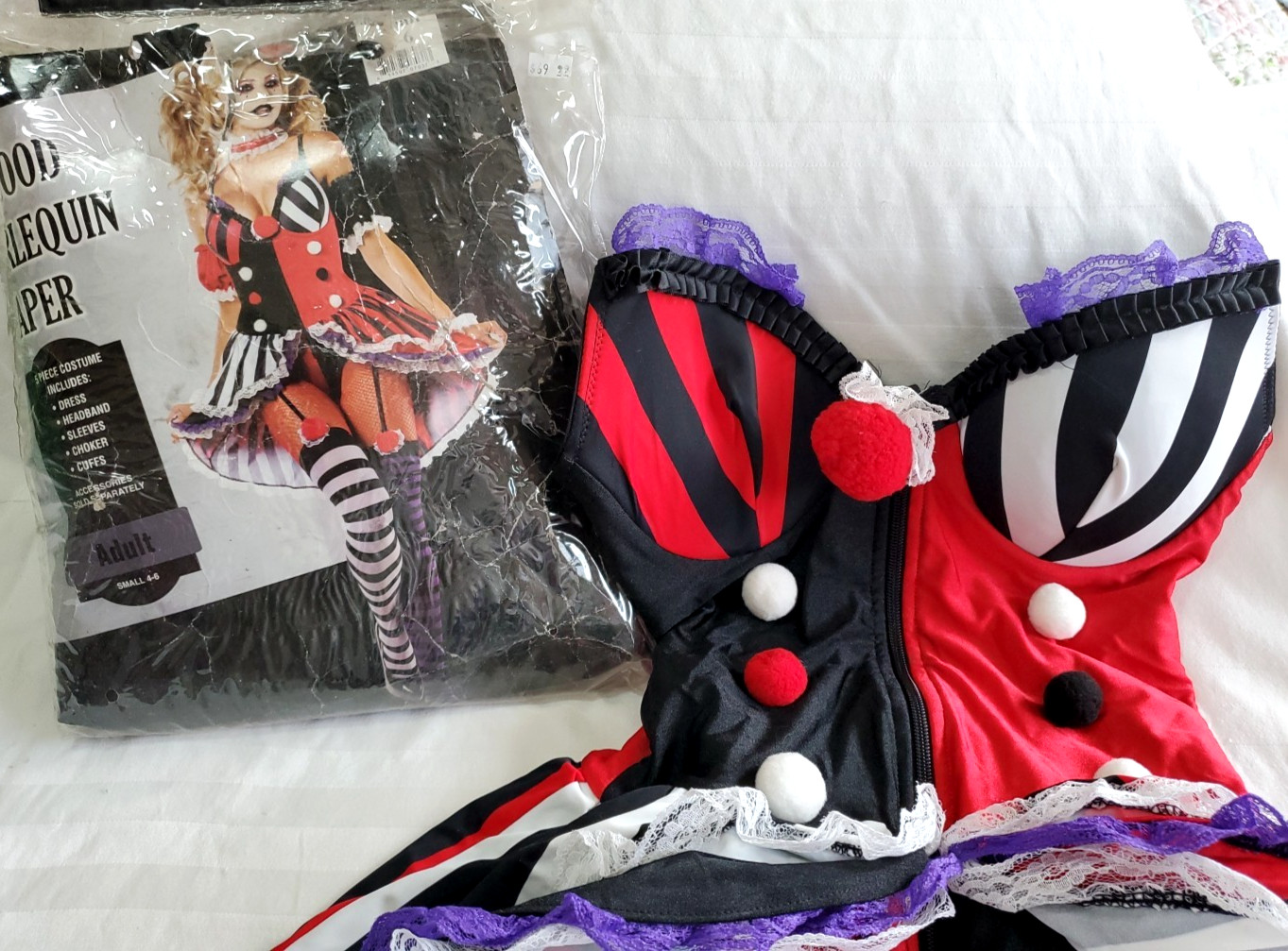 Halloween Costume No good Harlequin Shaper Only Dress Adult Small 4-6