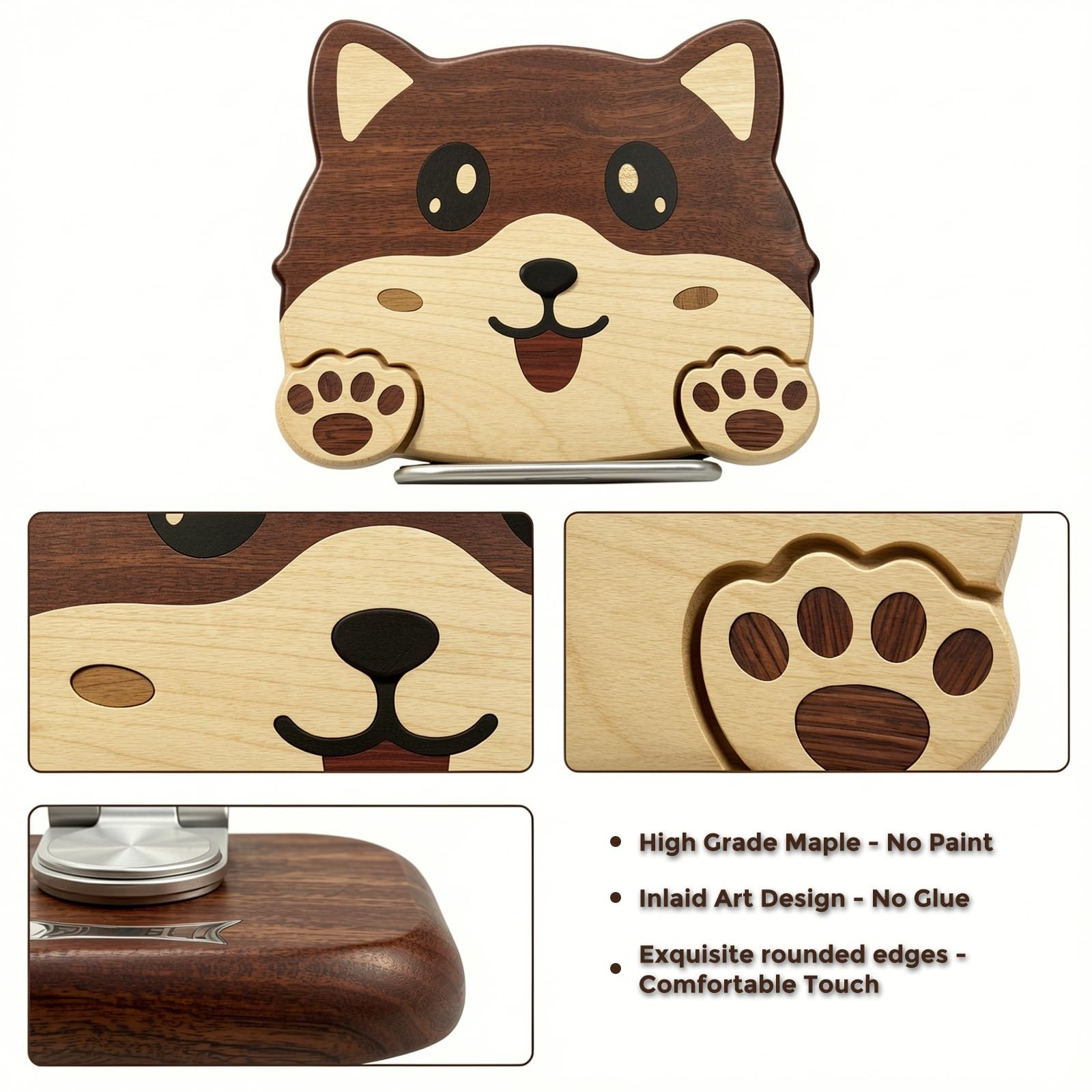 Cartoon Tablet Stand Solid Wood , Compatible with Phone Holder, Gift Ready