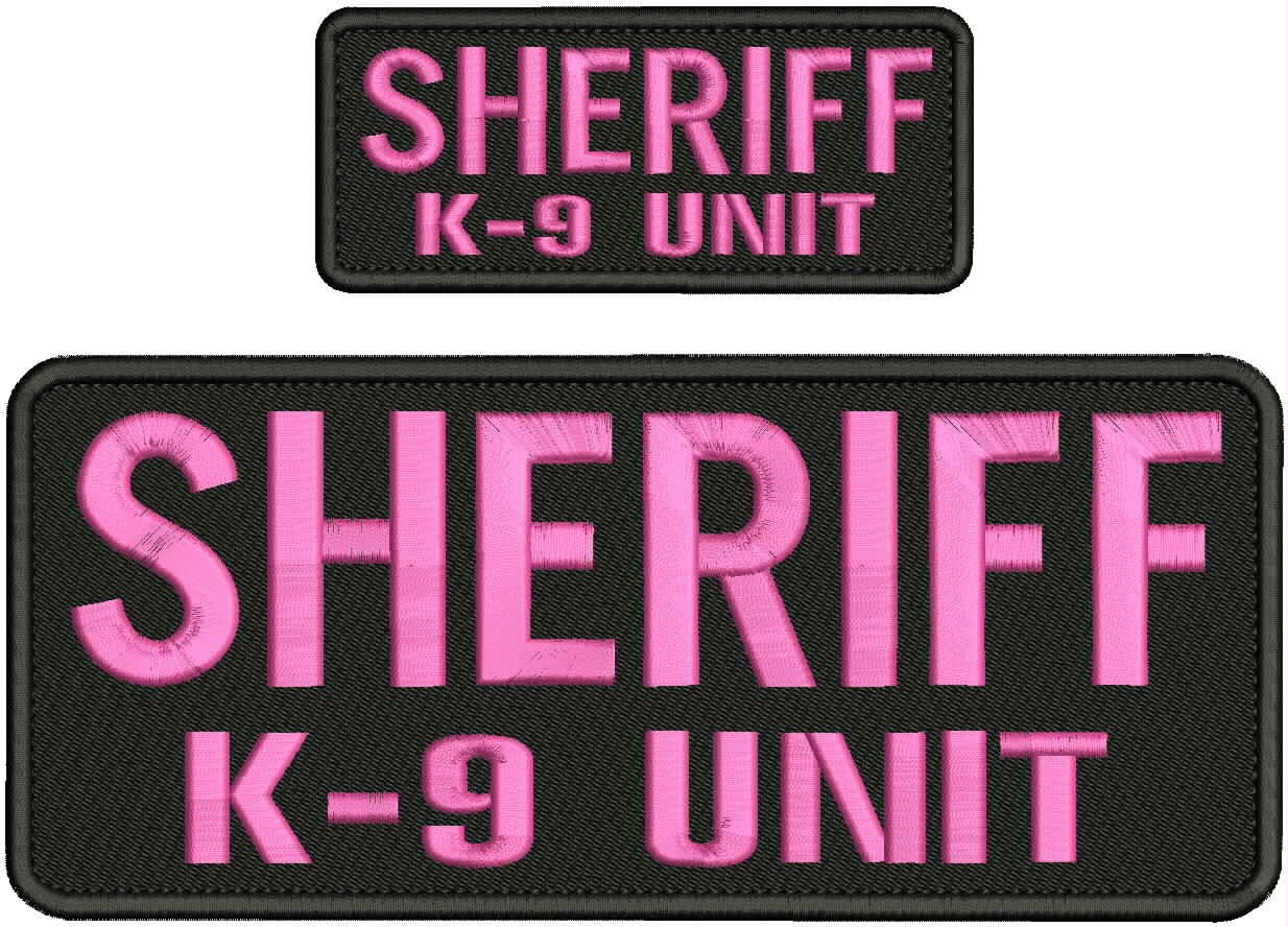 Collectible Embroidery Patch Sheriff k-9 unit 4x10 on 2x5 Pink on black