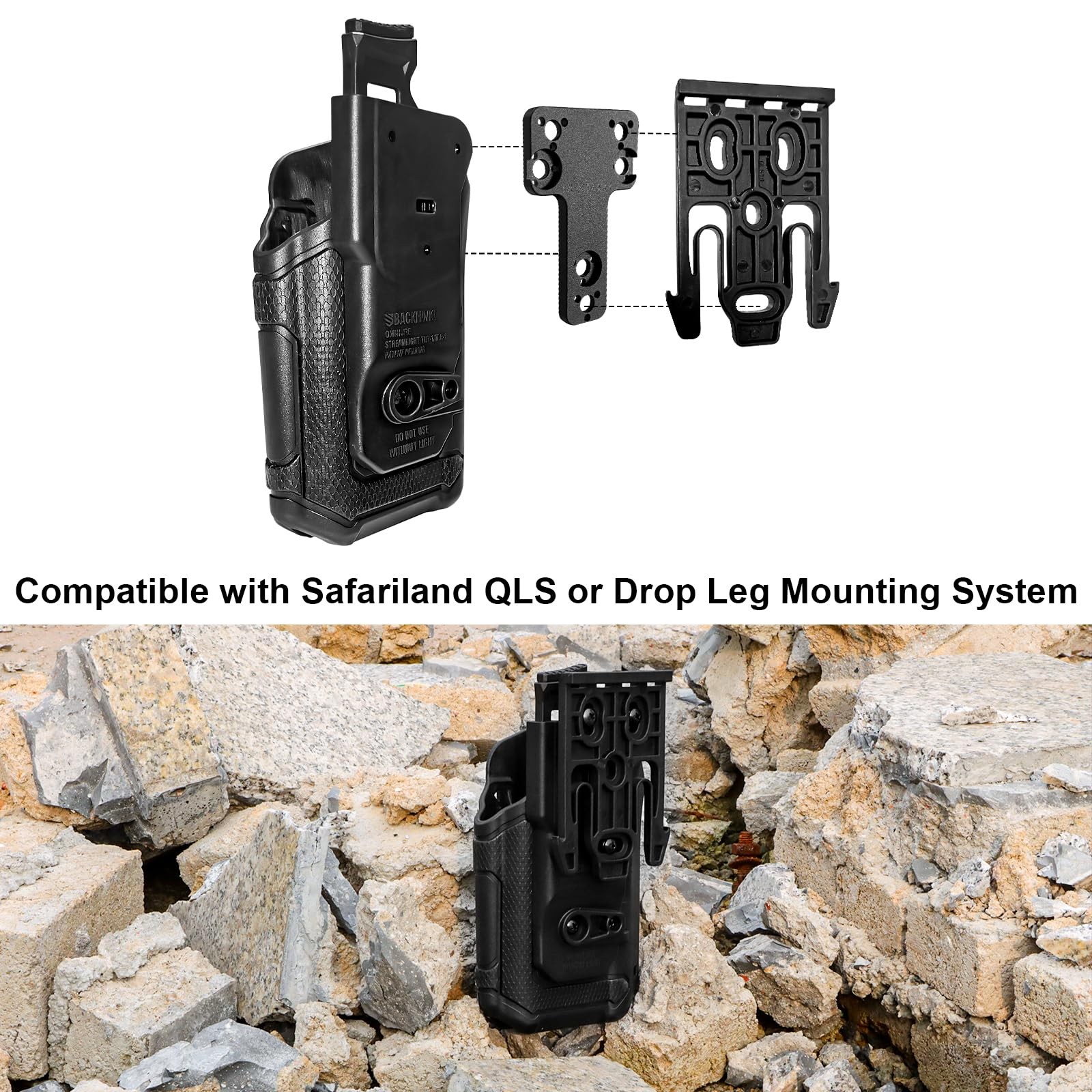 REXTECH Cross Platform Adapter for Blackhawk and Safariland Holster Black
