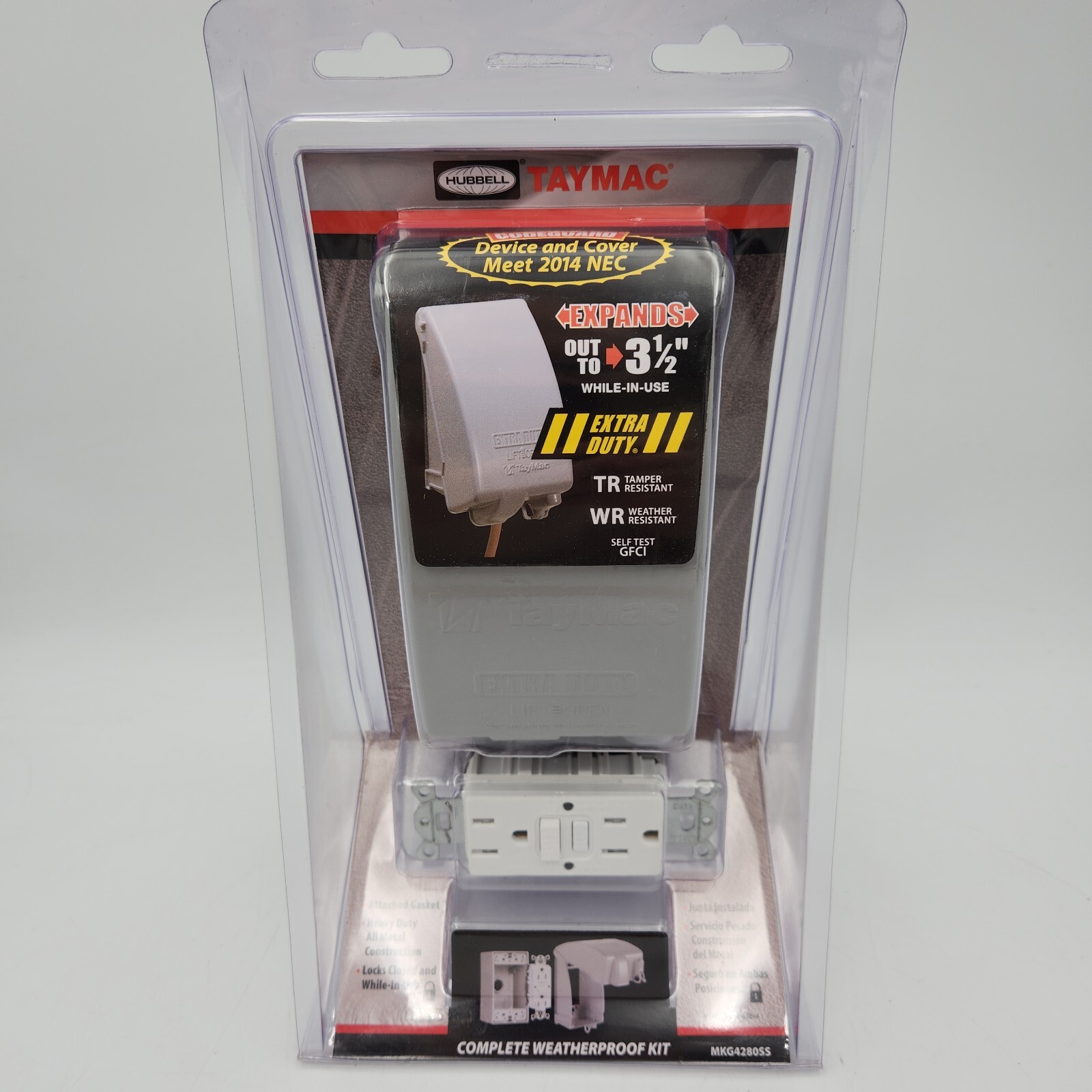 Hubbell Taymac Metal Low Profile Vertical In Use GFCI Kit  MKG4280SS New Sealed