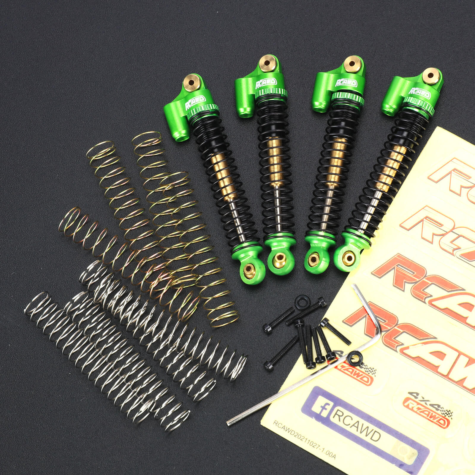 RCAWD Double Barrel Front Rear Shock 58mm Lengthen for Axial 1/24 SCX24 & AX24