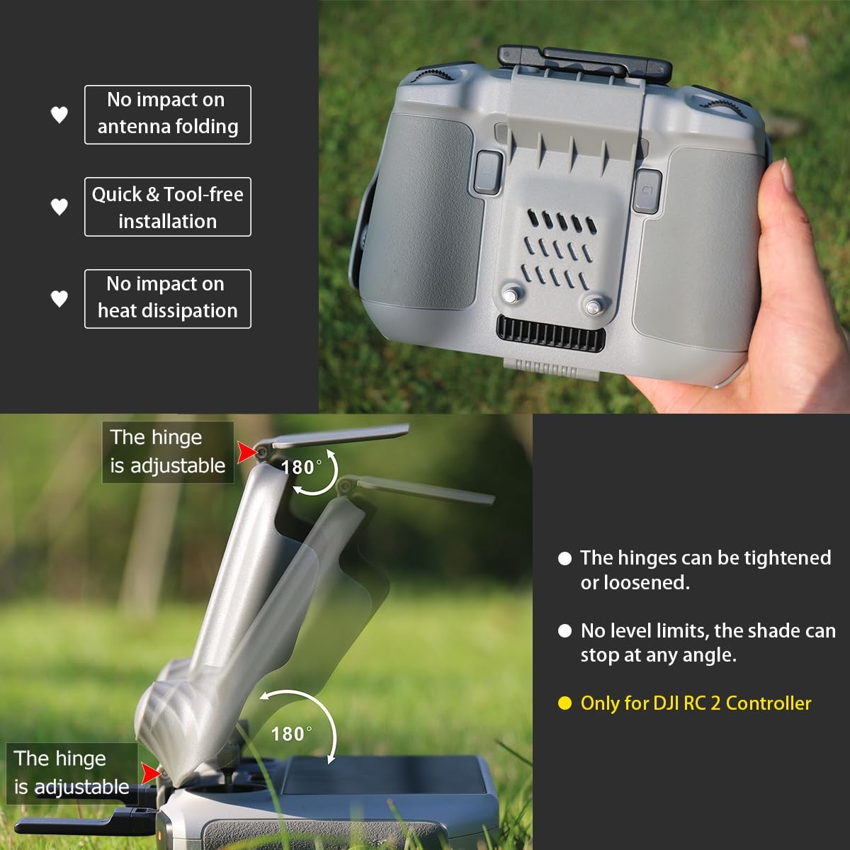Arzroic RC 2 Protective Sun Hood Kit with Screen Protector & Neck Grey