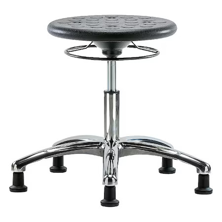Cleanroom Stool, Polyurethane, Black, 16 In To 21 In Seat Height,