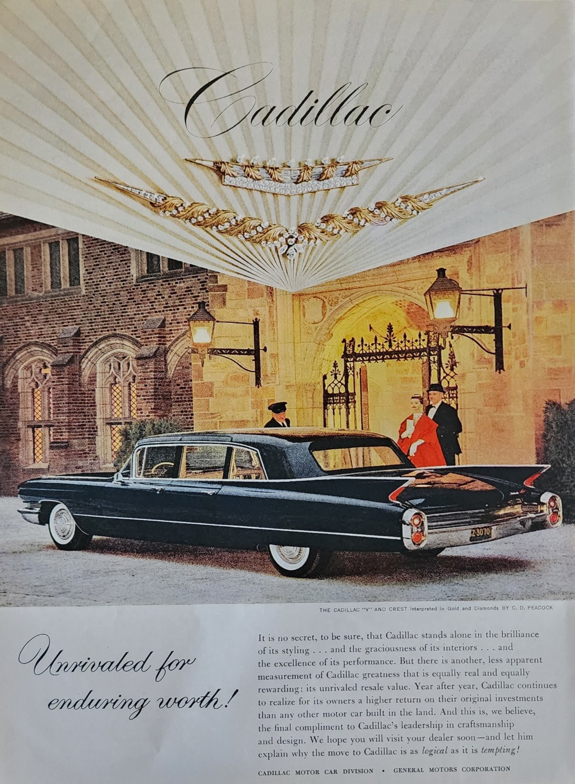 Cadillac Car Picture Magazine Ad Vintage Original Wall Art Decor Greatness
