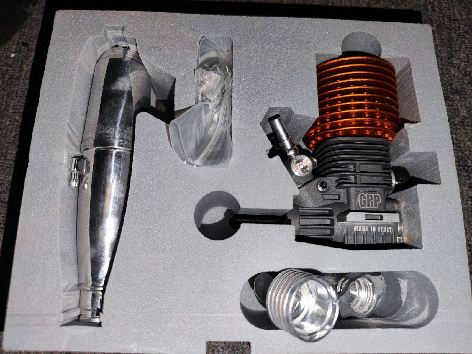 Vintage GRP 21 28 Nitro Engine Tuned Pipe Combo Made in Italy Buggy Truggy NIB