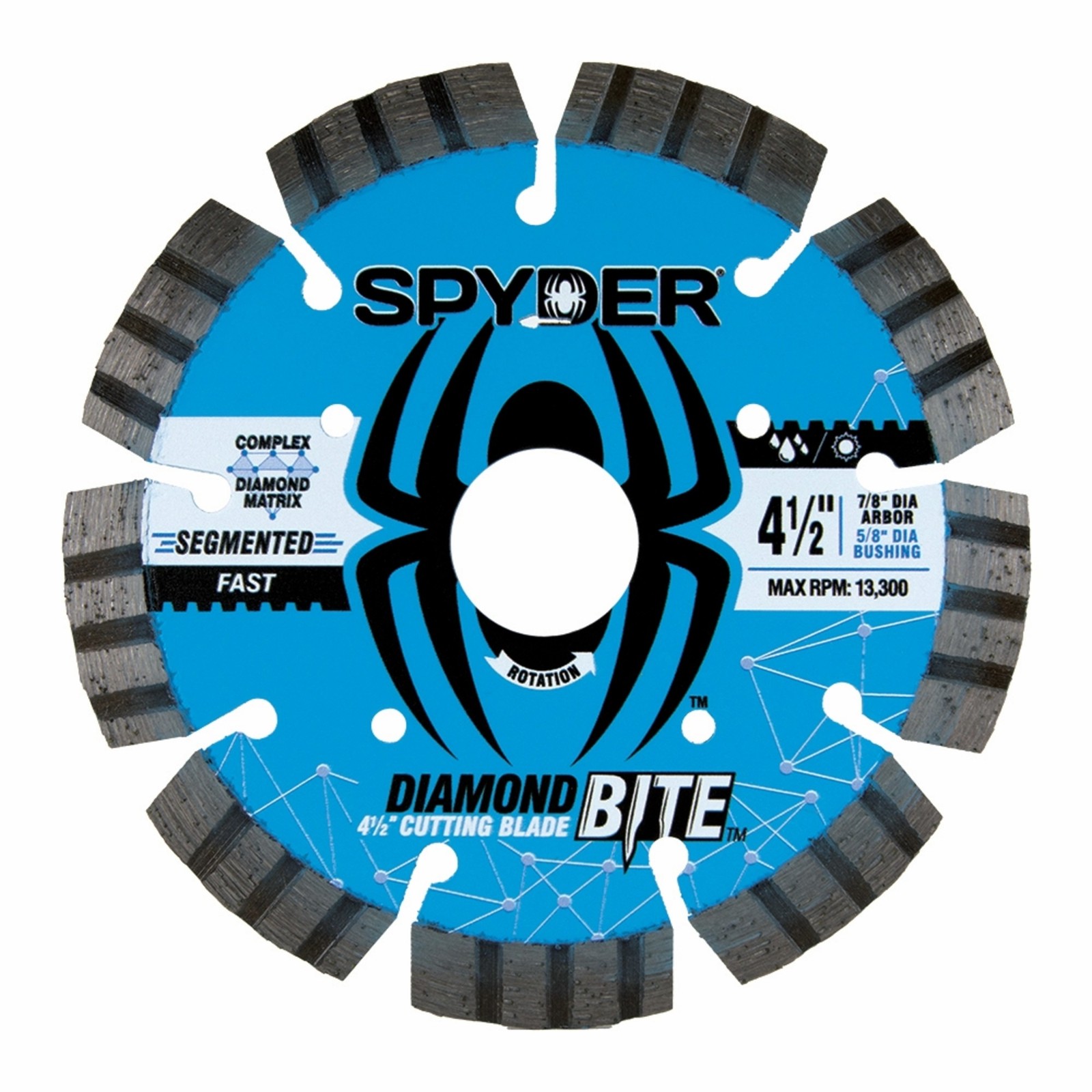 4-1/2 in Diamond Saw Blade Wet/Dry Segmented Spyder 14120