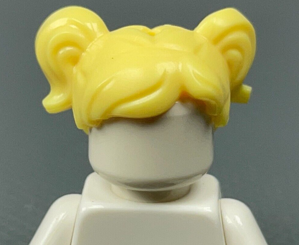 LEGO Minifigure Short Hair Parted Two Pigtails Bright Light Yellow Series 23
