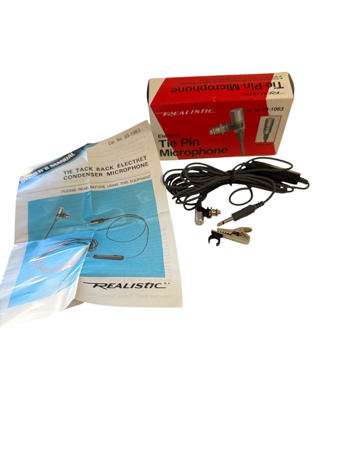 Realistic Electret Tie Pin Microphone #33-1063 inc new battery