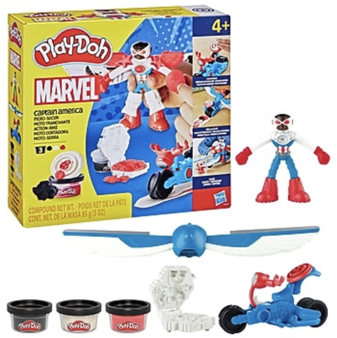 Play-Doh Marvel Captain America Moto-Slicer Playset with Bendy Action Figure NEW