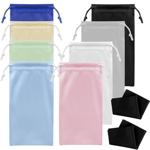 TKYZMS 8-Pcs Eyeglass Pouch Set with 2 Microfiber Cleaning Cloths-Soft