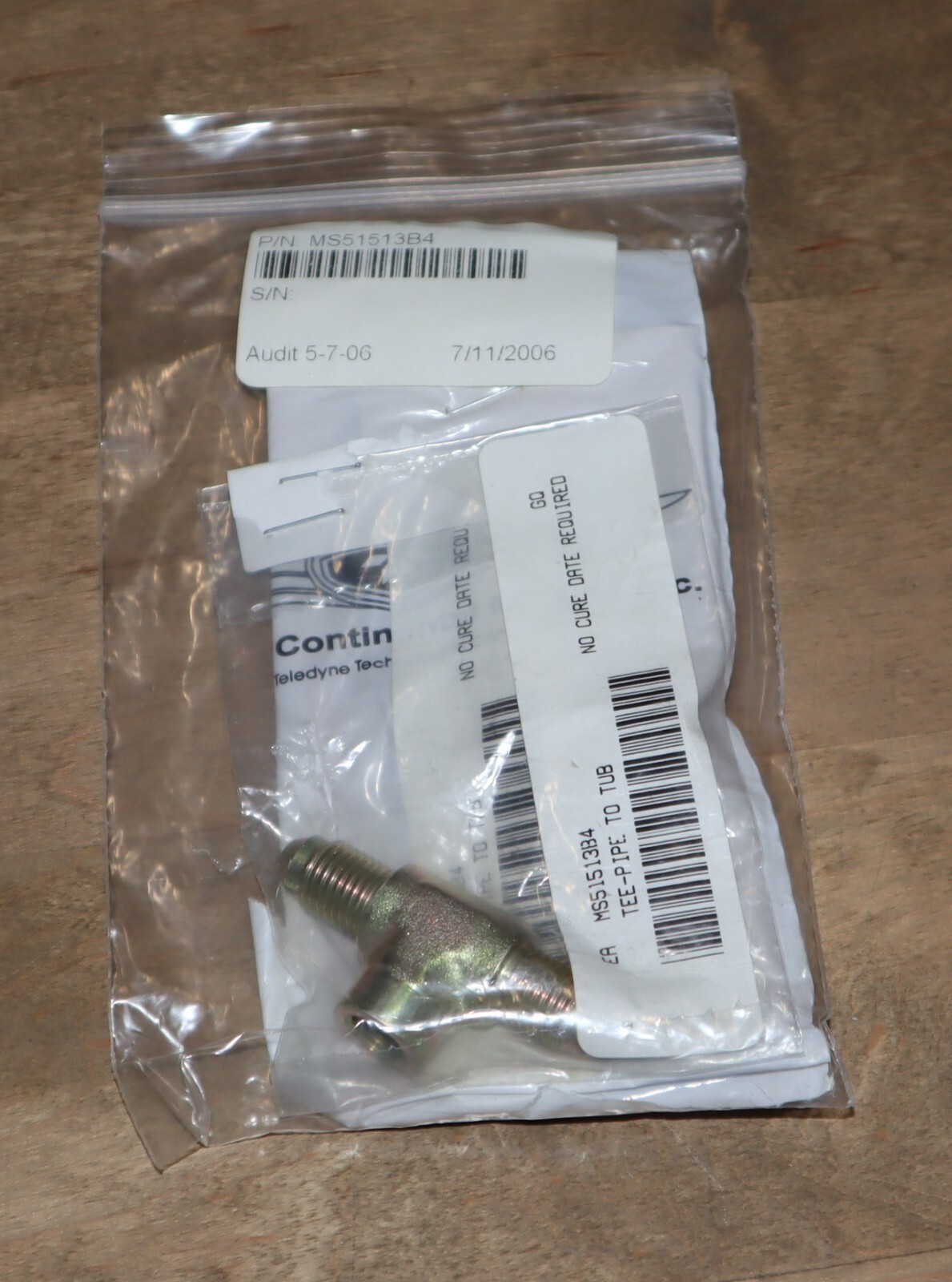 Continental #MS51513B4 | *NEW* TCM Tee-Pipe to Tube Aviation Surplus Qty.