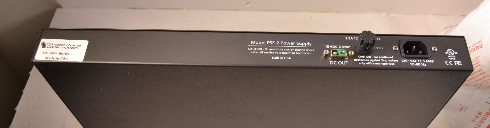 Wheatstone PSE-2 Broadcast Console Power Supply 18V 3A Rackmount LX-24