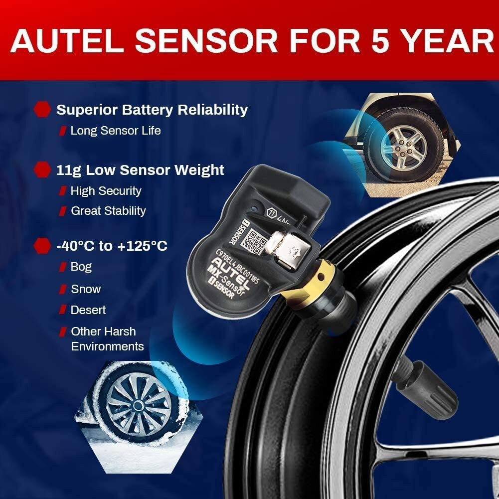 Autel TPMS MX Sensor 2in1 315MHz&433MHz OEM Programmable Press-in Rubber Valve