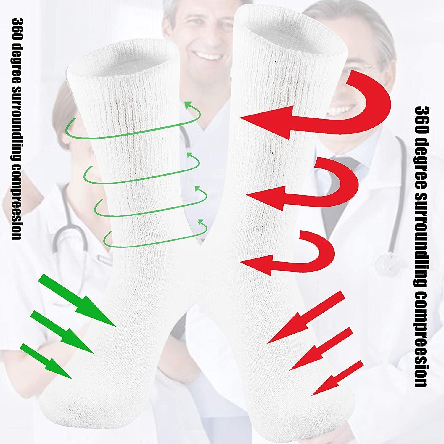 3 6 12 Pairs Mens Womens Heath Cotton Diabetic Crew Socks 9-11 10-13 13-15