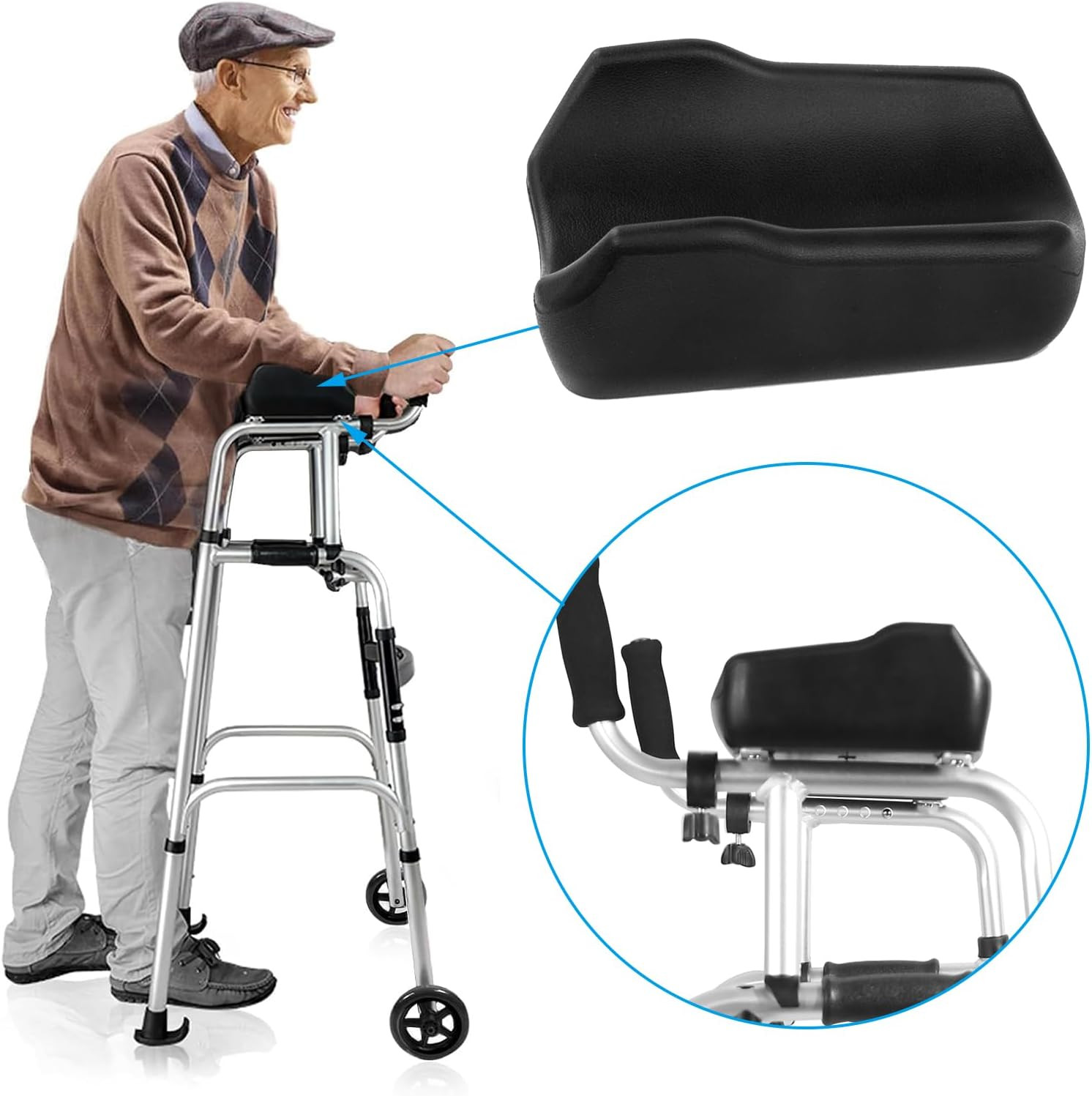 2 Pack Walker Armrest Pads - Rollator Arm Support Pad for Walker, Universal Repl
