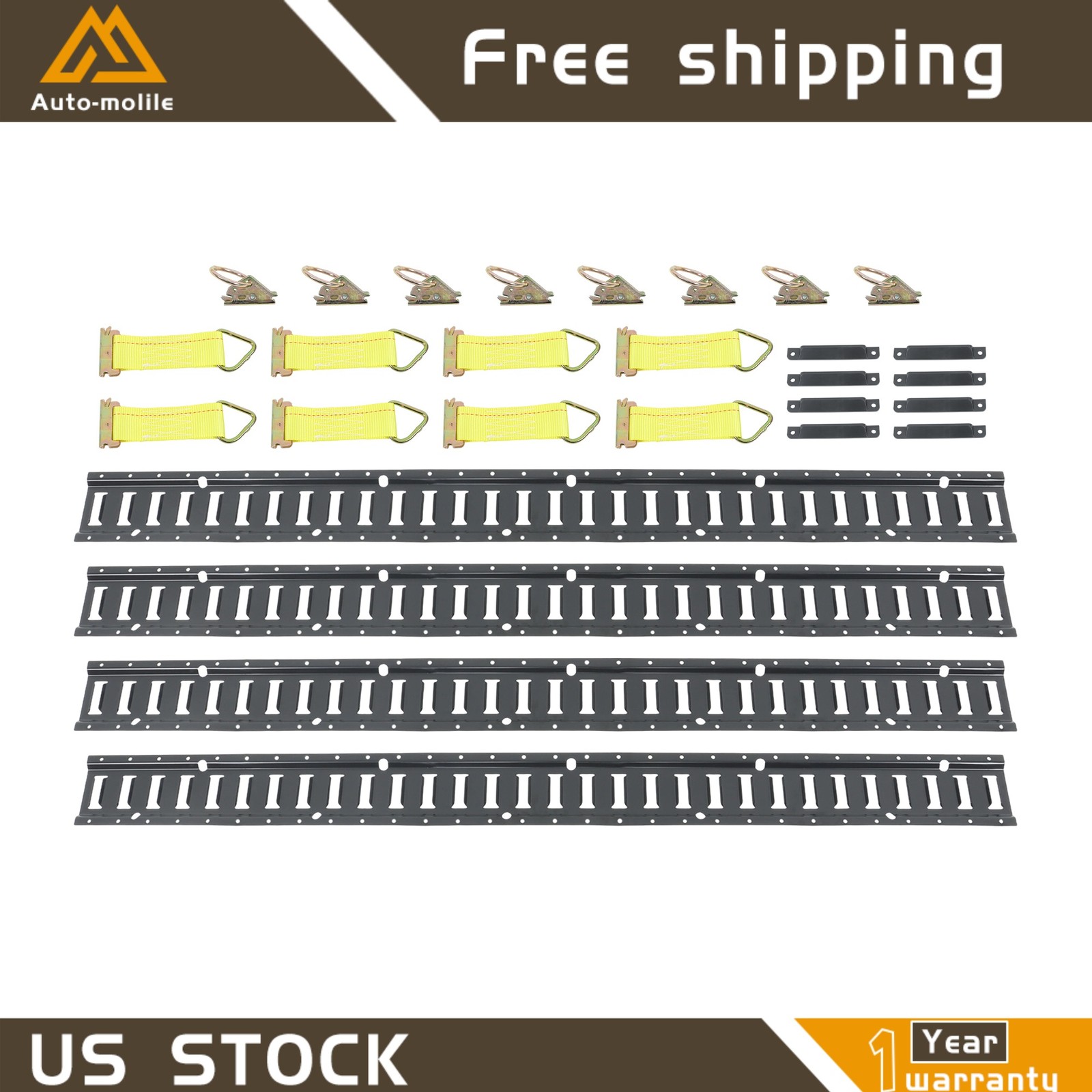 5' E Track Rail Kit Portable Tie Down Multi Purpose Secure Steel 28 Pack Durable