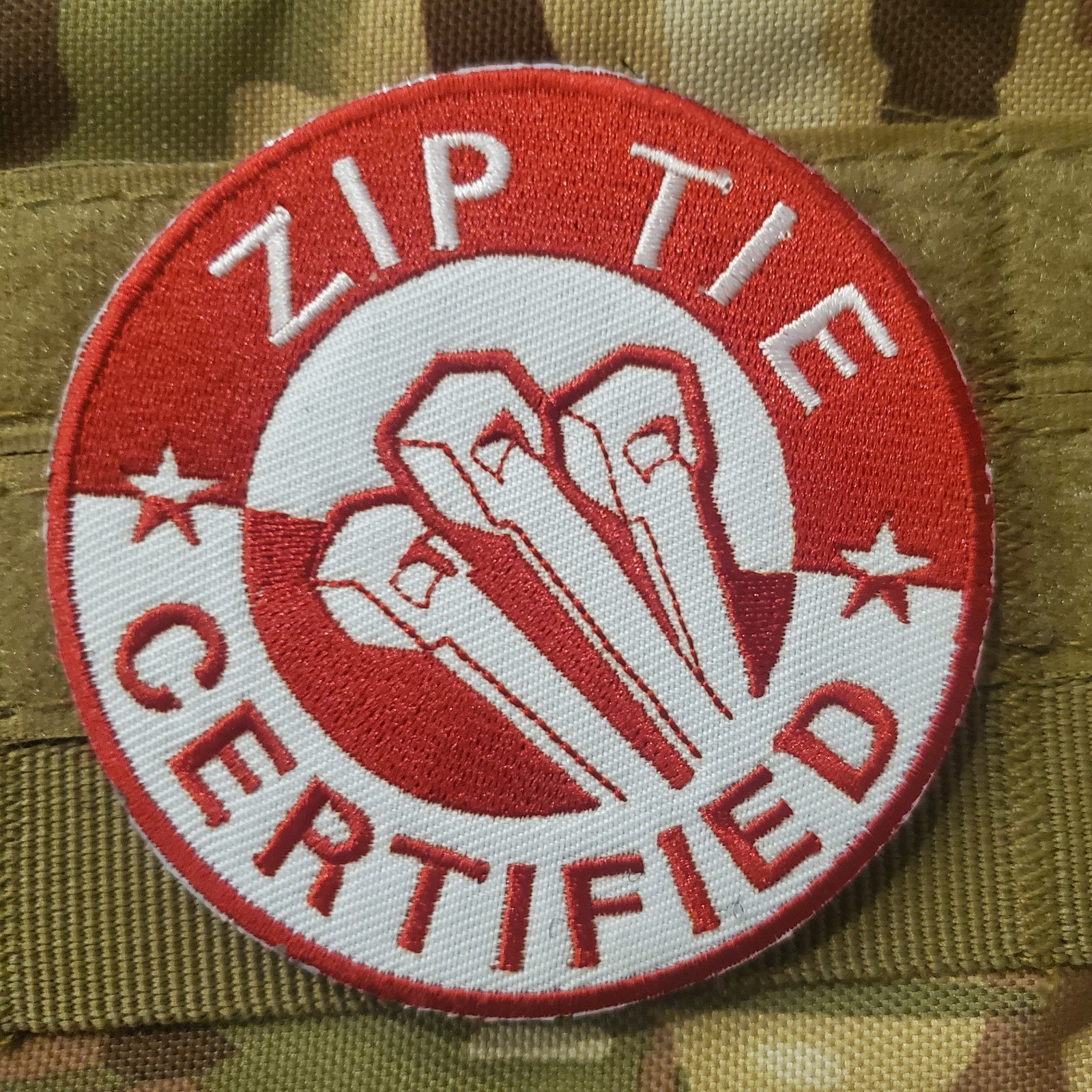 ZIP TIE CERTIFIED Sarcastic Tactical Morale Patch HOOK BACKING