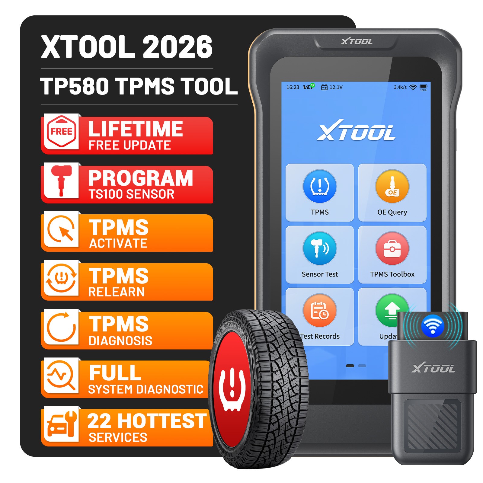 ✅2026 XTOOL TP580 TPMS Programming Reset Tool All System Diagnostic OBD2 Scanner