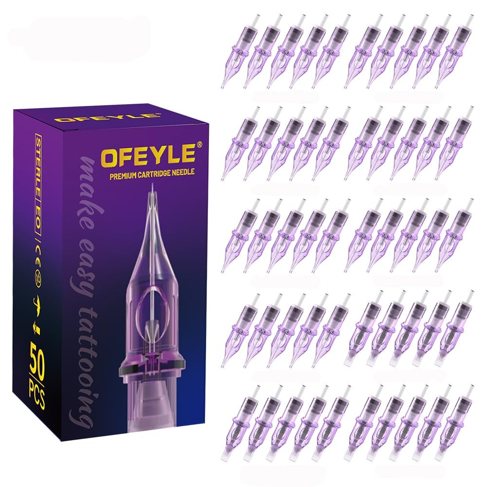 OFEYLE Tattoo Cartridge Needles 50PCS Assorted Mixed Size Round 50PCS-50MIX