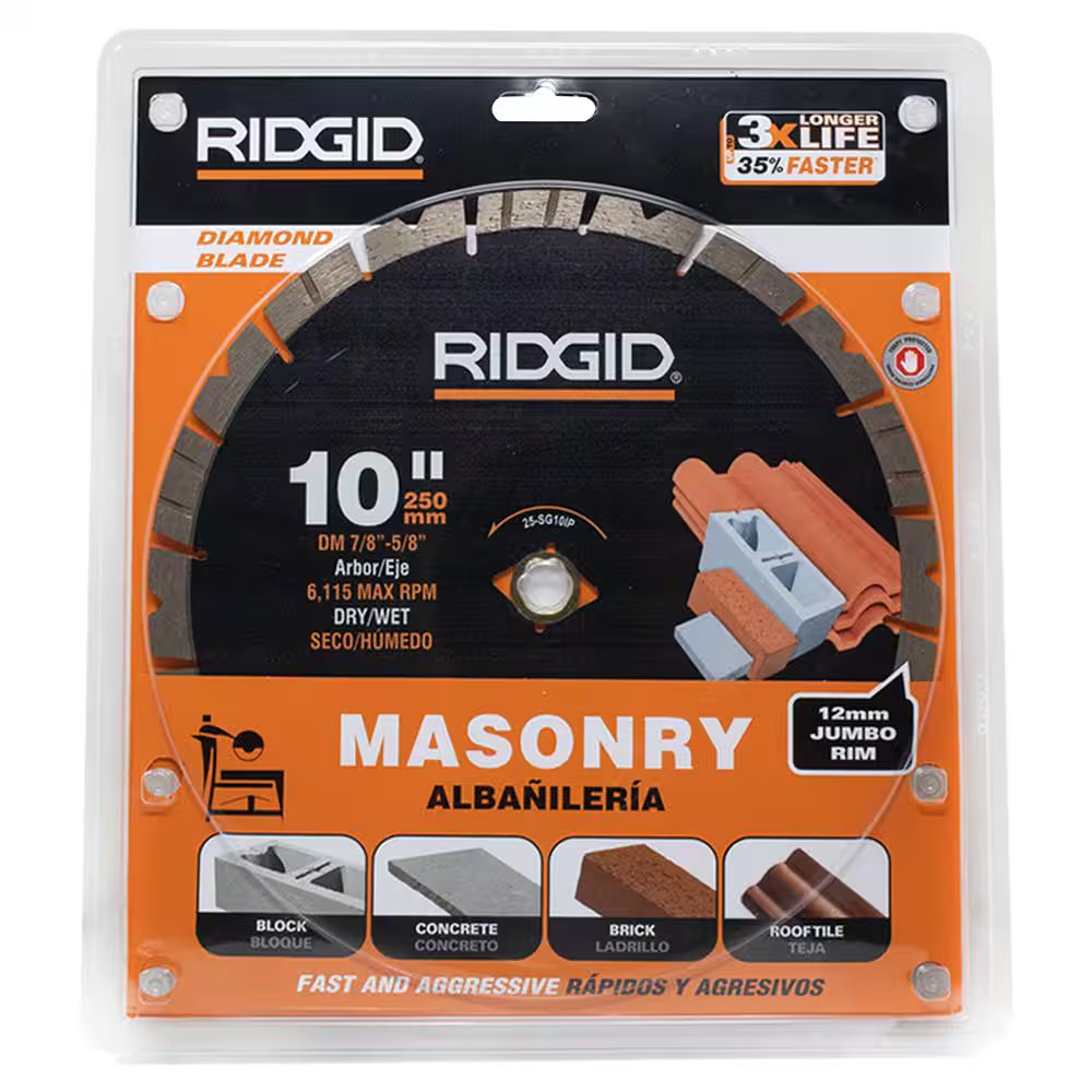 10 In. Masonry Cutting Segmented Rim Diamond Saw Blade