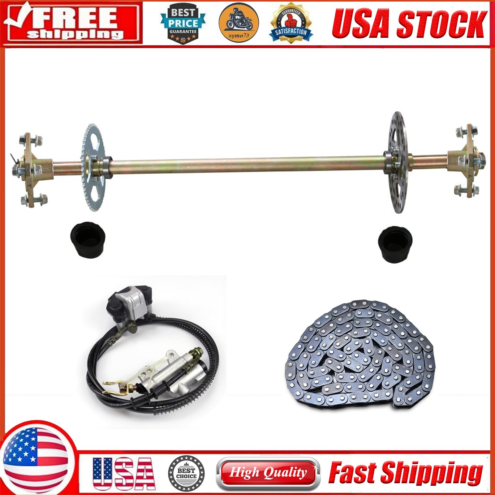 740mm 29" Rear Axle Shaft Kit & Brake Assembly Sprocket Kit For Go Kart ATV Quad