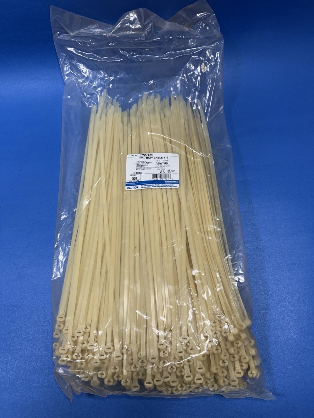 TY-RAP Thomas & Betts TY275M 18" 120lb Natural 500/bag Cable Tie ZIP TIE  *NEW
