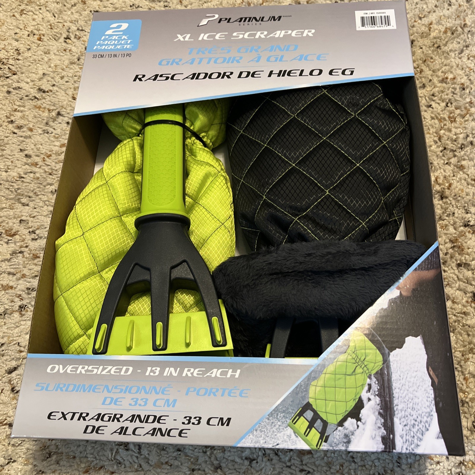 Platinum XL SNOW Gloves Ice Scraper Over Size Warm Glove 13" Reach NEW