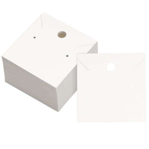 100Pcs Earring Display Cards – 2.36In Square Necklace Display Card, White